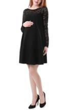Women's Kimi And Kai Elle Lace Trim Maternity Dress - Black