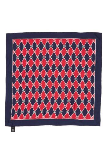 Women's Gucci Rhombus Chane Square Foulard Silk Scarf, Size - Red