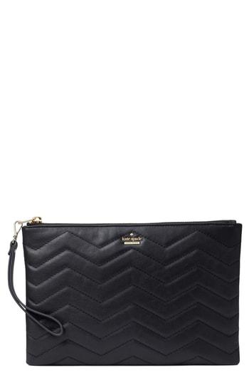Women's Kate Spade New York Reese Park - Finley Quilted Leather Clutch - Black