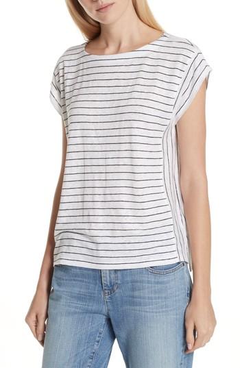 Women's Eileen Fisher Stripe Organic Linen Top, Size - White