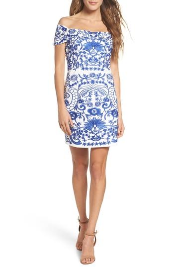 Women's Foxiedox Betina Embroidered Off The Shoulder Dress - Blue