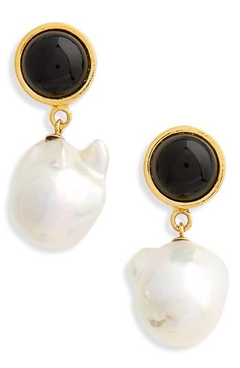 Women's Lizzie Fortunato Tuxedo Pearl Drop Earrings