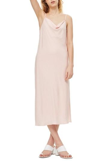 Women's Topshop Cowl Neck Satin Midi Dress Us (fits Like 0) - Pink