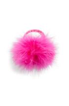 Berry Feather Pompom Ponytail Holder, Size - Pink
