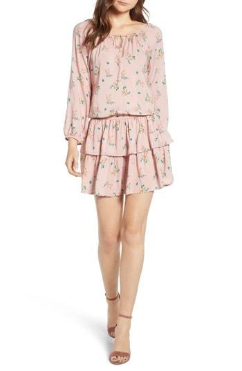 Women's Velvet By Graham & Spencer Floral Print Ruffle Minidress - Pink