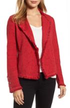 Women's Nic+zoe Mixed Tweed Fringe Jacket - Red