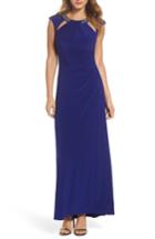 Women's Eliza J Jeweled Neck Column Gown - Blue