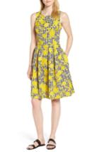 Women's 1901 Embroidered Cross Back Cotton Gingham Dress - Yellow