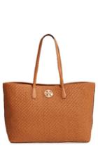 Tory Burch Duet Woven Leather Tote - Brown