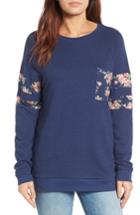 Women's Caslon Print Detail Pocket Sweatshirt - Blue