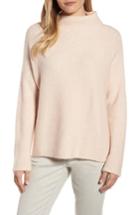Women's Eileen Fisher 'boucle Bliss' Cashmere & Silk Blend Funnel Neck Sweater, Size - Beige