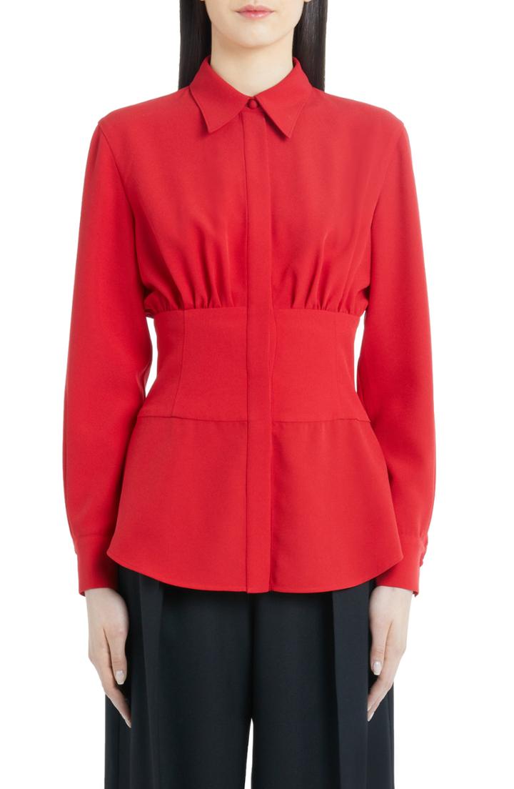 Women's Sara Battaglia Cinch Waist Blouse Us / 40 It - Red