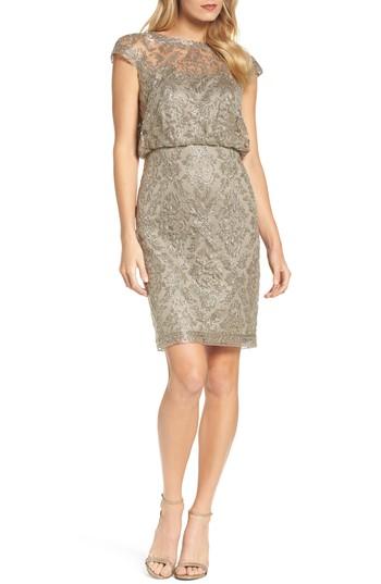 Women's Tadashi Shoji Embroidered Metallic Blouson Dress