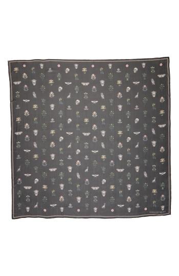 Women's Alexander Mcqueen Medieval Flower Silk Scarf, Size - Black