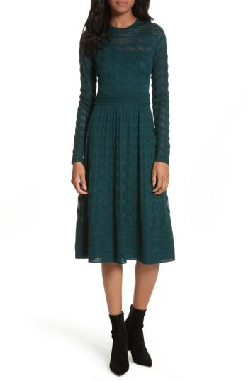 Women's M Missoni Mesh Detail A-line Dress Us / 38 It - Blue/green