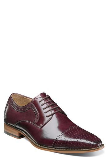 Men's Stacy Adams Sanborn Perforated Cap Toe Derby M - Burgundy