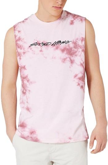 Men's Topman Oversize Tie Dye Tank - Burgundy