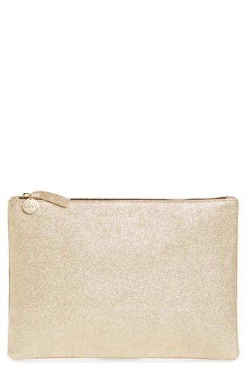 Clare V. Maison Metallic Suede Flat Clutch - Metallic