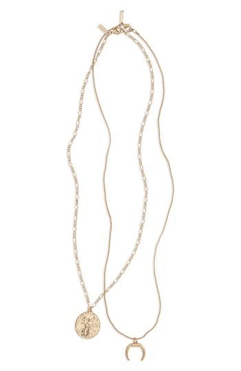 Women's Topshop Coin & Horn Two-strand Necklace