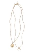 Women's Topshop Coin & Horn Two-strand Necklace