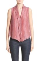 Women's Armani Collezioni Print Linen & Silk Blouse Us / 46 It - Red