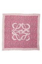 Women's Loewe Roses Allover Logo Wool & Silk Scarf, Size - Pink