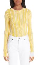 Women's Calvin Klein 205w39nyc Stripe Rib Knit Sweater - Yellow