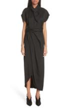 Women's A.w.a.k.e. Split Front Gathered Sheath Dress Us / 36 Fr - Black