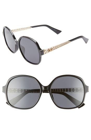 Women's Dior Diorama 58mm Special Fit Round Sunglasses - Black