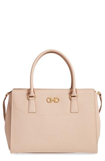 Salvatore Ferragamo Beky Saffiano Leather Tote - Pink