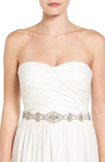 Women's Camilla Christine Openwork Crystal Sash, Size - Silver/ Ivory
