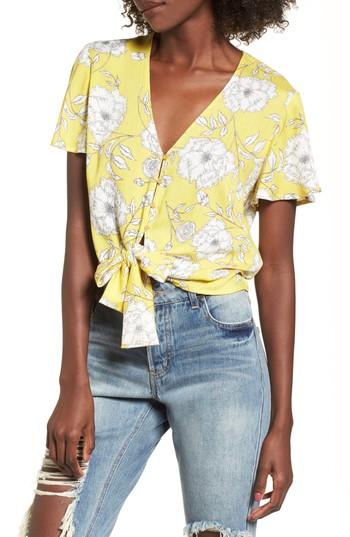 Women's Knot Front Shirt - Yellow