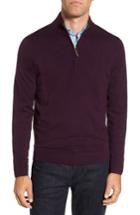 Men's Nordstrom Men's Shop Quarter Zip Wool Pullover, Size - Purple