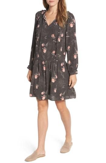 Women's Caslon Ruffle Split Neck Dress - Grey