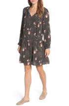 Women's Caslon Ruffle Split Neck Dress - Grey