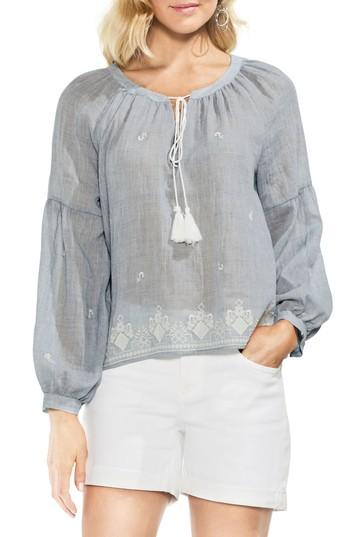 Women's Vince Camuto Melange Needlepoint Gauze Peasant Blouse, Size - Blue