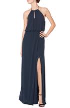 Women's #levkoff Halter Keyhole Blouson Chiffon Evening Dress - Blue