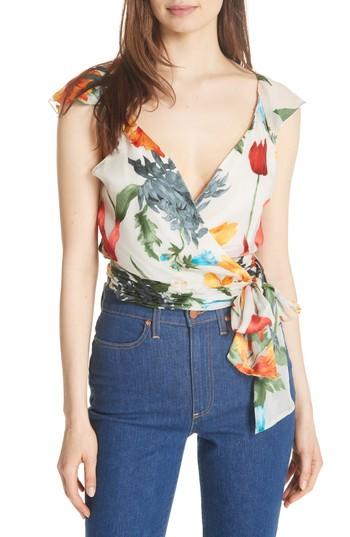 Women's Alice + Olivia Nicole Ruffle Wrap Top - Ivory