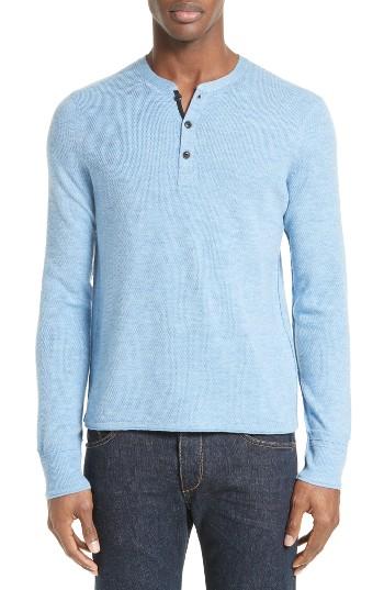 Men's Rag & Bone Gregory Wool Blend Henley Sweater - Blue