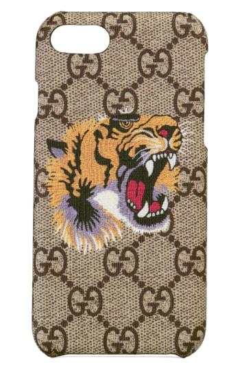 Gucci Tessuo Gg Supreme Tiger Iphone 8 Case - Beige