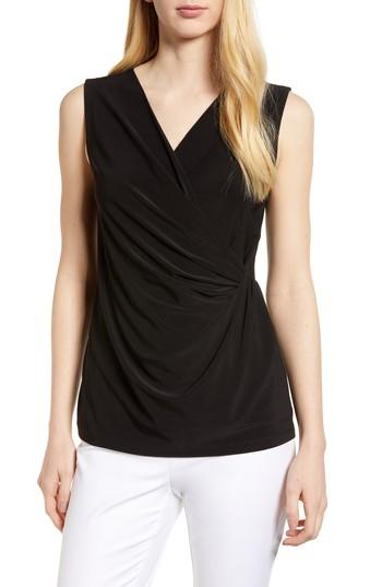 Women's Nic+zoe Faux Wrap Matte Jersey Tank - Black