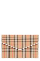 Burberry 1983 Check Cotton & Leather Envelope Clutch - Brown