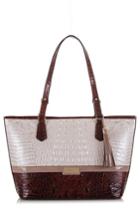 Brahmin Medium Durance - Asher Croc Embossed Leather Tote - White