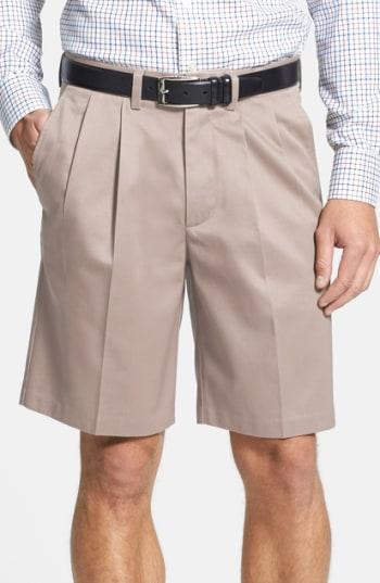 Men's Nordstrom Men's Shop Smartcare(tm) Pleated Shorts - Ivory