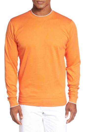 Men's Bobby Jones 'walker' Tipped Pima Cotton Long Sleeve T-shirt, Size - Orange