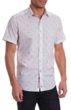 Men's Robert Graham Linden Stripe Short Sleeve Sport Shirt - White