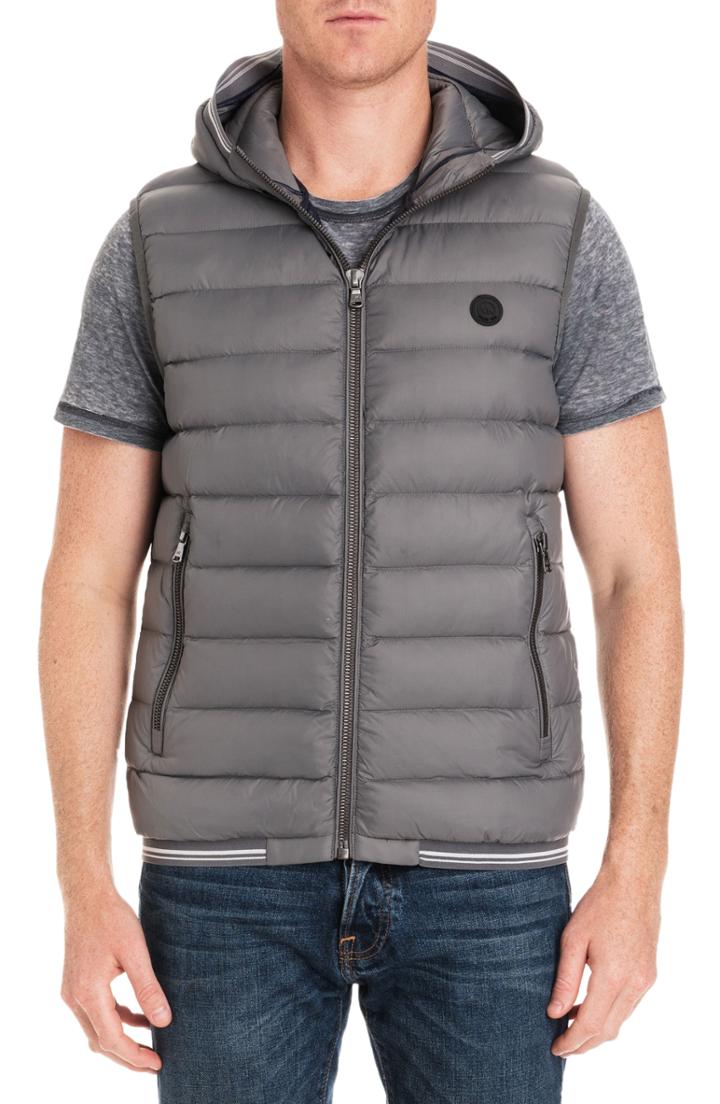 Men's Michael Kors Locke Hooded Quilted Vest - Grey