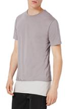 Men's Topman Double Layer Longline T-shirt - Grey