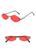 Women's Nem Lush Retro 55mm Rimless Geometric Sunglasses - Cherry Red/ Dark Silve