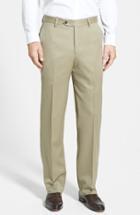 Men's Berle Flat Front Wool Gabardine Trousers X 34 - Beige